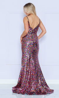 Multi-Colored Sequin Long Prom Dress 9182