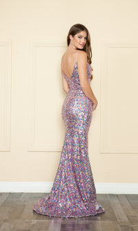 Multi-Colored Sequin Long Prom Dress 9182