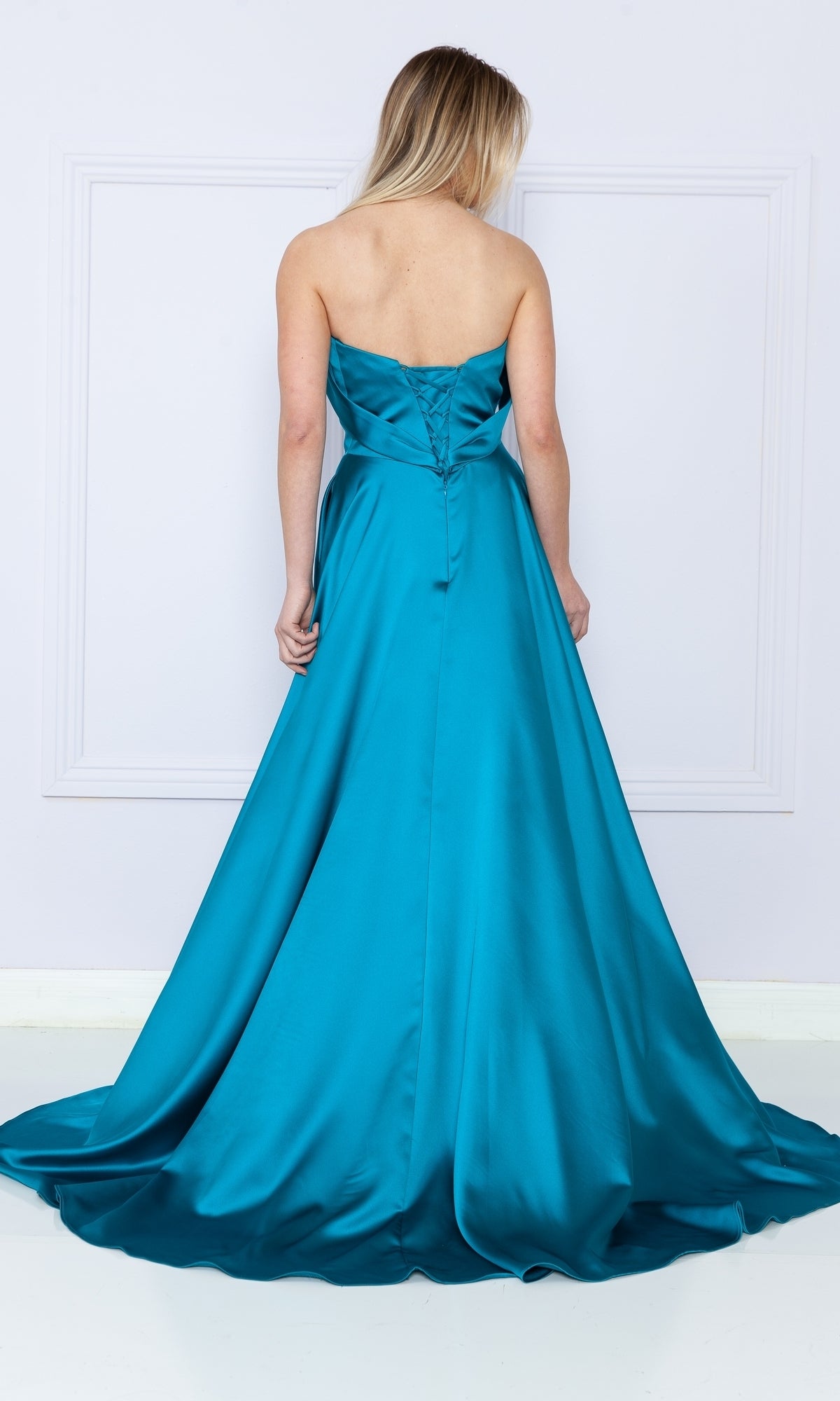 Strapless Long A-Line Prom Dress with Pockets 9188