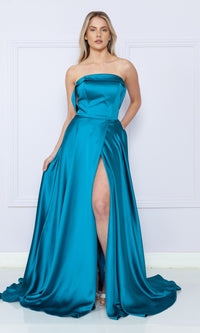 Strapless Long A-Line Prom Dress with Pockets 9188