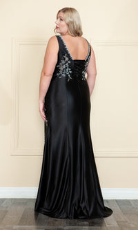 Plus-Size Long Spandex Prom Dress with Beads W1132