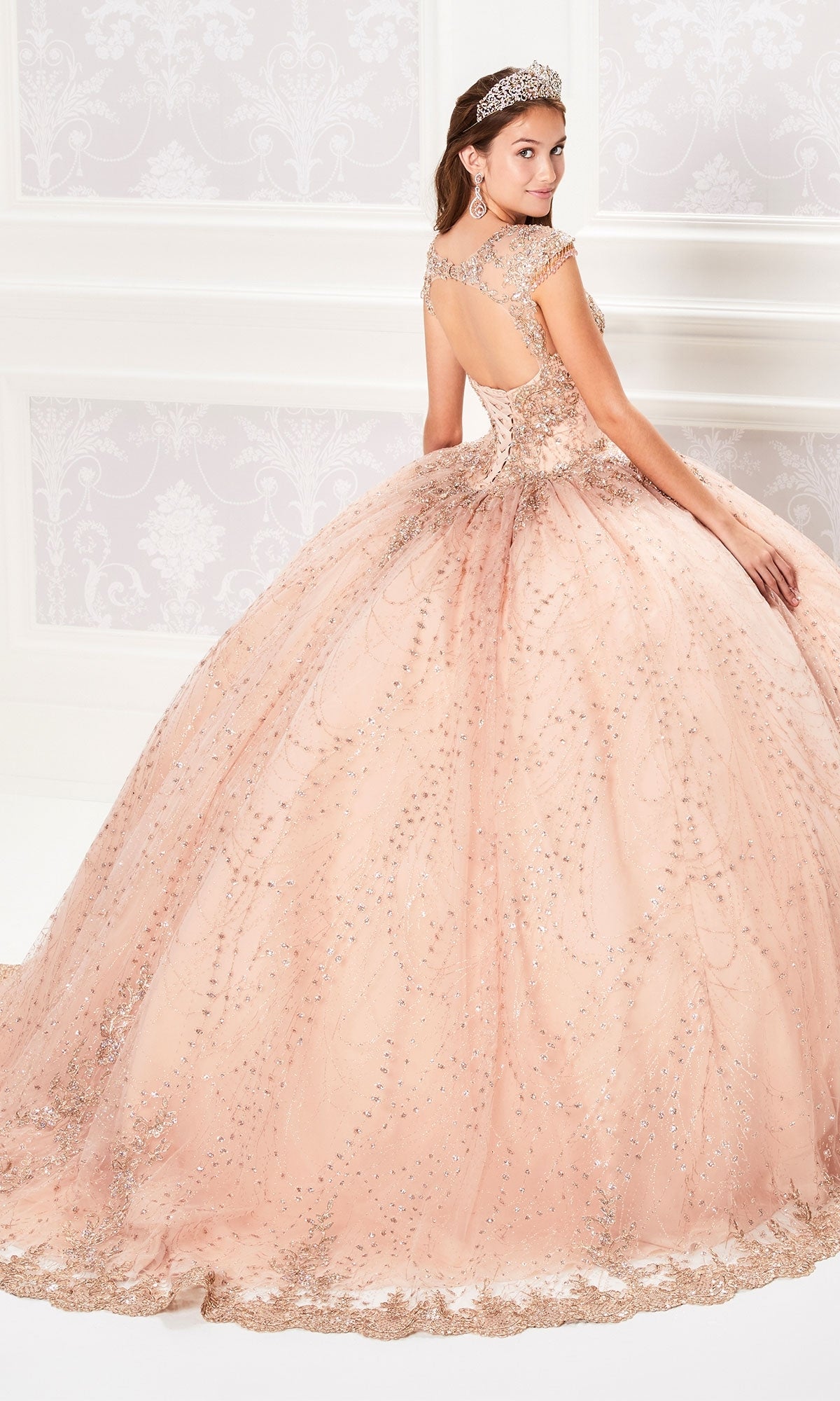 Cap-Sleeve Quinceanera Dress: Princesa PR21964