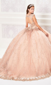 Cap-Sleeve Quinceanera Dress: Princesa PR21964