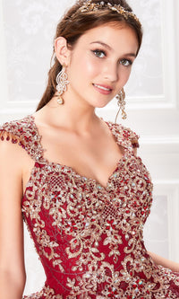 Cap-Sleeve Quinceanera Dress: Princesa PR21964