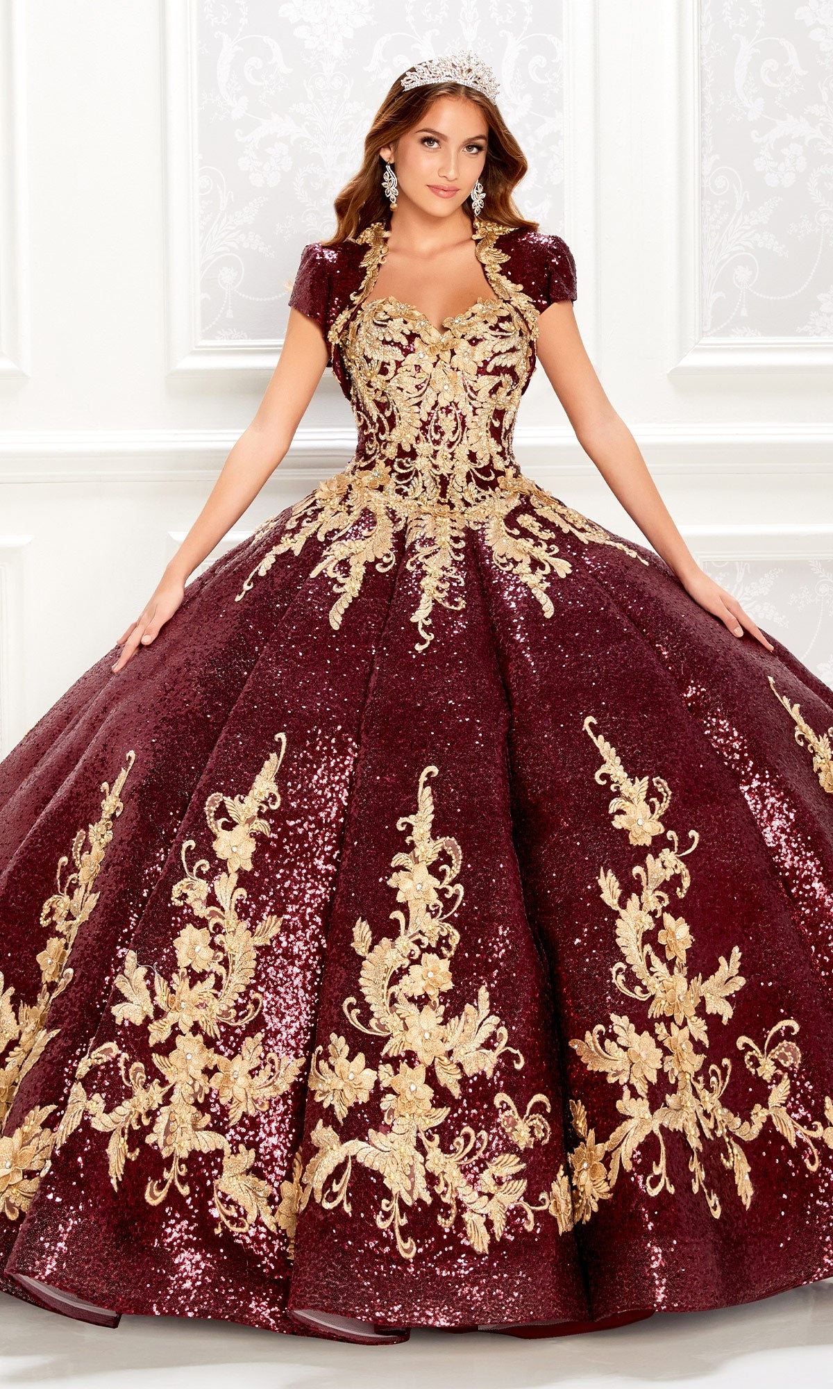 Wine Red Quinceanera Dress: Princesa PR22030