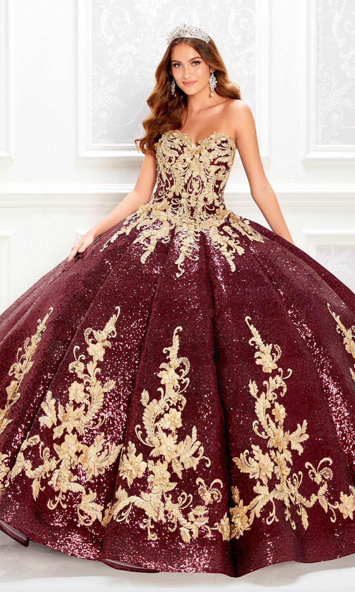 Wine Red Quinceanera Dress: Princesa PR22030