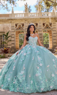 Floral Mint Quinceanera Dress: Princesa PR30133