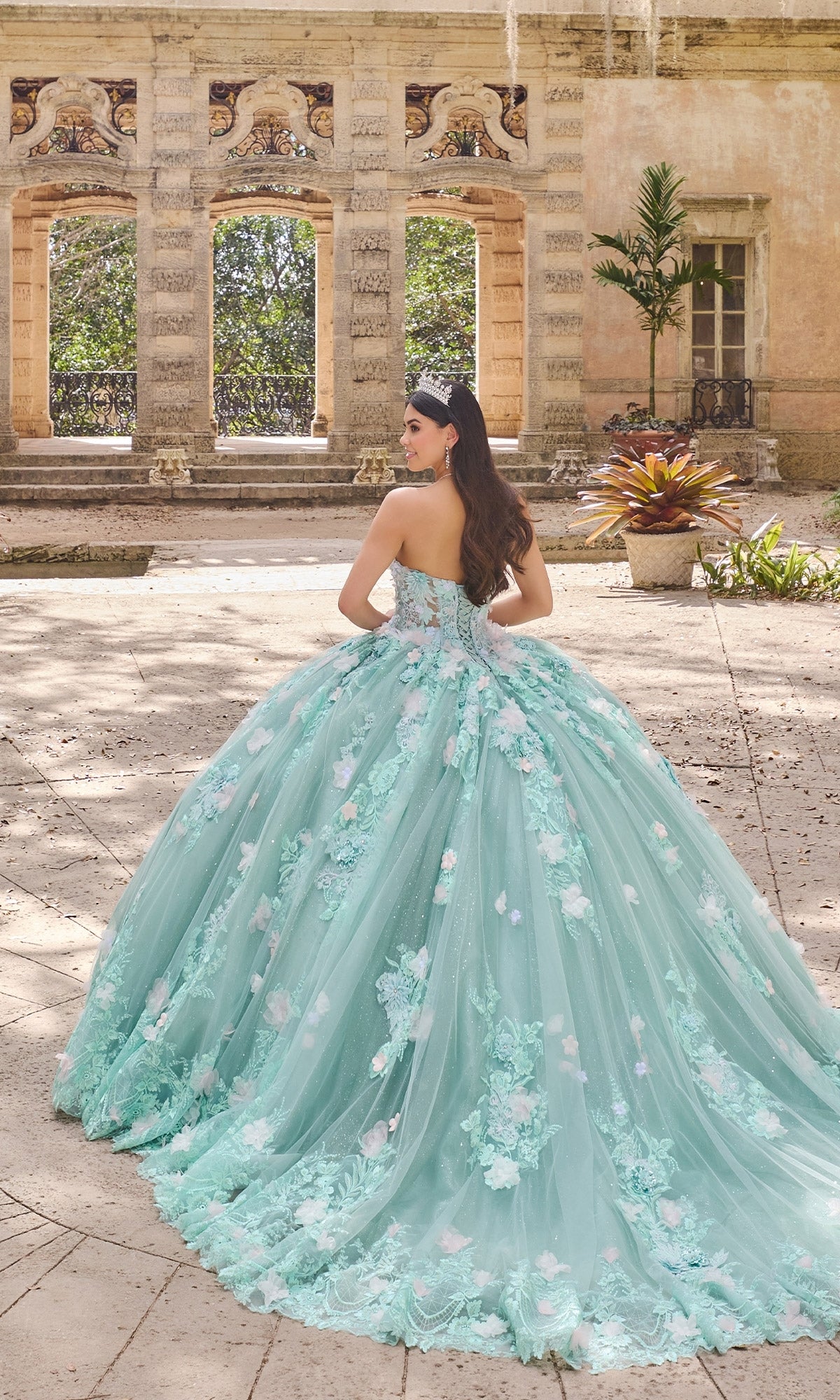 Floral Mint Quinceanera Dress: Princesa PR30133