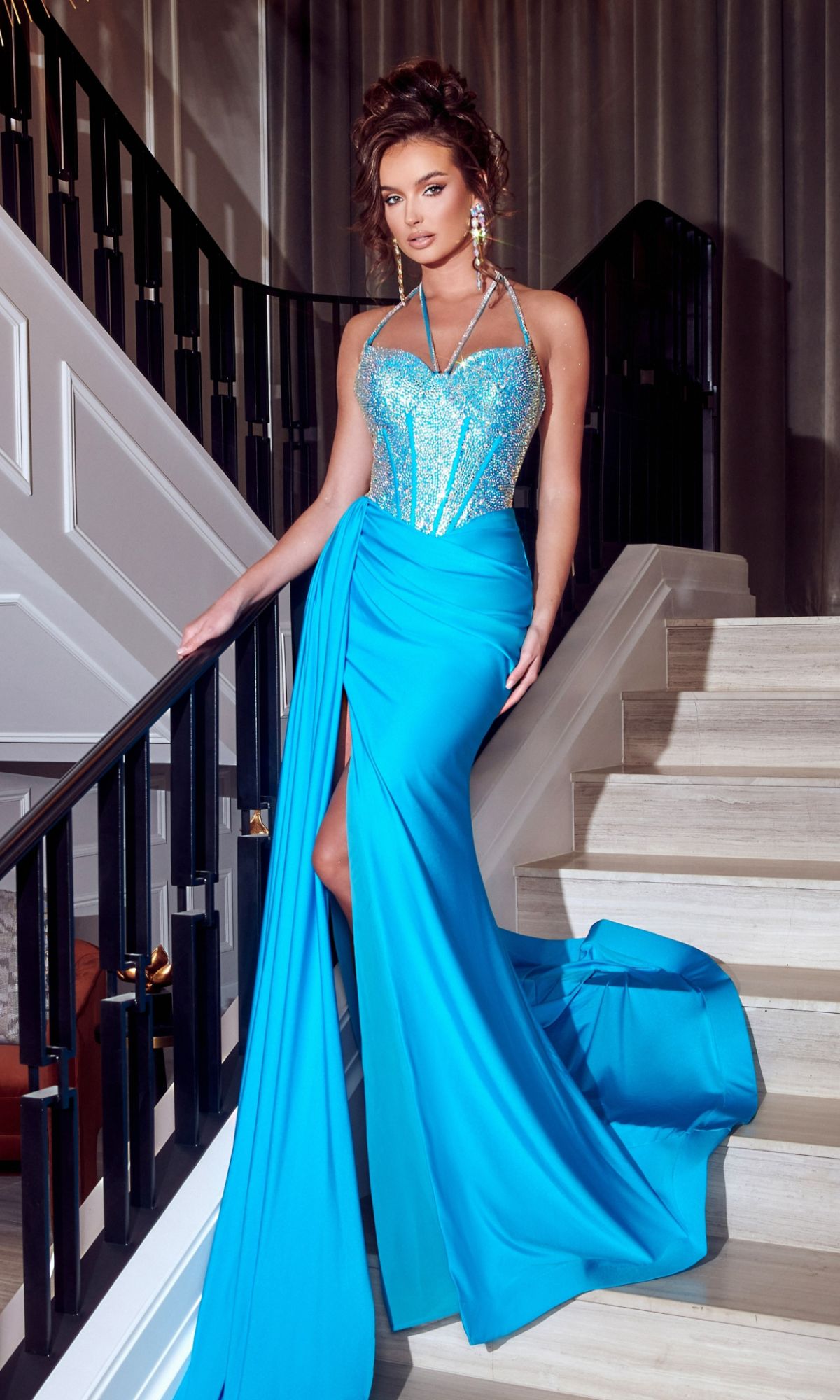 Long Halter Prom Dress: Portia & Scarlett PS23377