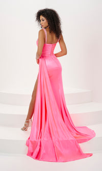 Pleated-Waist Side Drape Long Prom Dress 14164