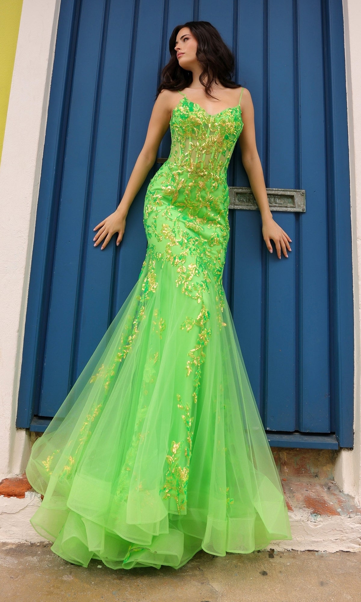 Lime Green Mermaid Prom Dress