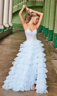 Strapless Ruffled Prom Ball Gown: Nox Anabel R1688