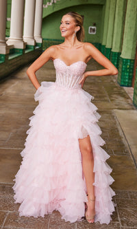 Strapless Ruffled Prom Ball Gown: Nox Anabel R1688