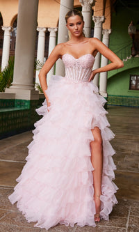 Strapless Ruffled Prom Ball Gown: Nox Anabel R1688