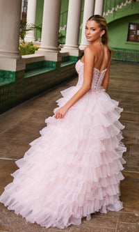 Strapless Ruffled Prom Ball Gown: Nox Anabel R1688