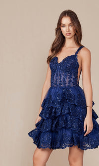 Short Ruffled Homecoming Dress: Nox Anabel R880