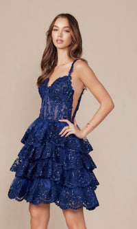 Short Ruffled Homecoming Dress: Nox Anabel R880