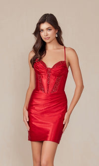 Embellished-Corset Mini Homecoming Dress R947