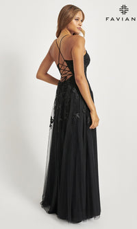 Faviana Embroidered A-Line Long Prom Dress