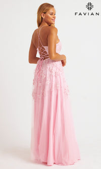 Faviana Embroidered A-Line Long Prom Dress