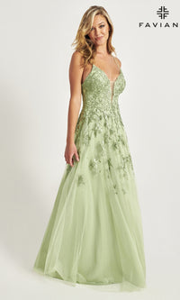 Faviana Embroidered A-Line Long Prom Dress