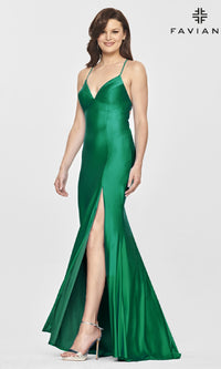 Faviana Bright Long Prom Dress with Lace-Up Back