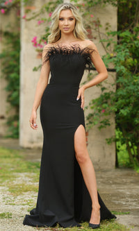 Velvi Strapless Long Feather Prom Dress Sochi