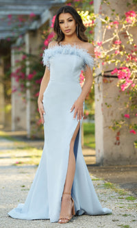 Velvi Strapless Long Feather Prom Dress Sochi