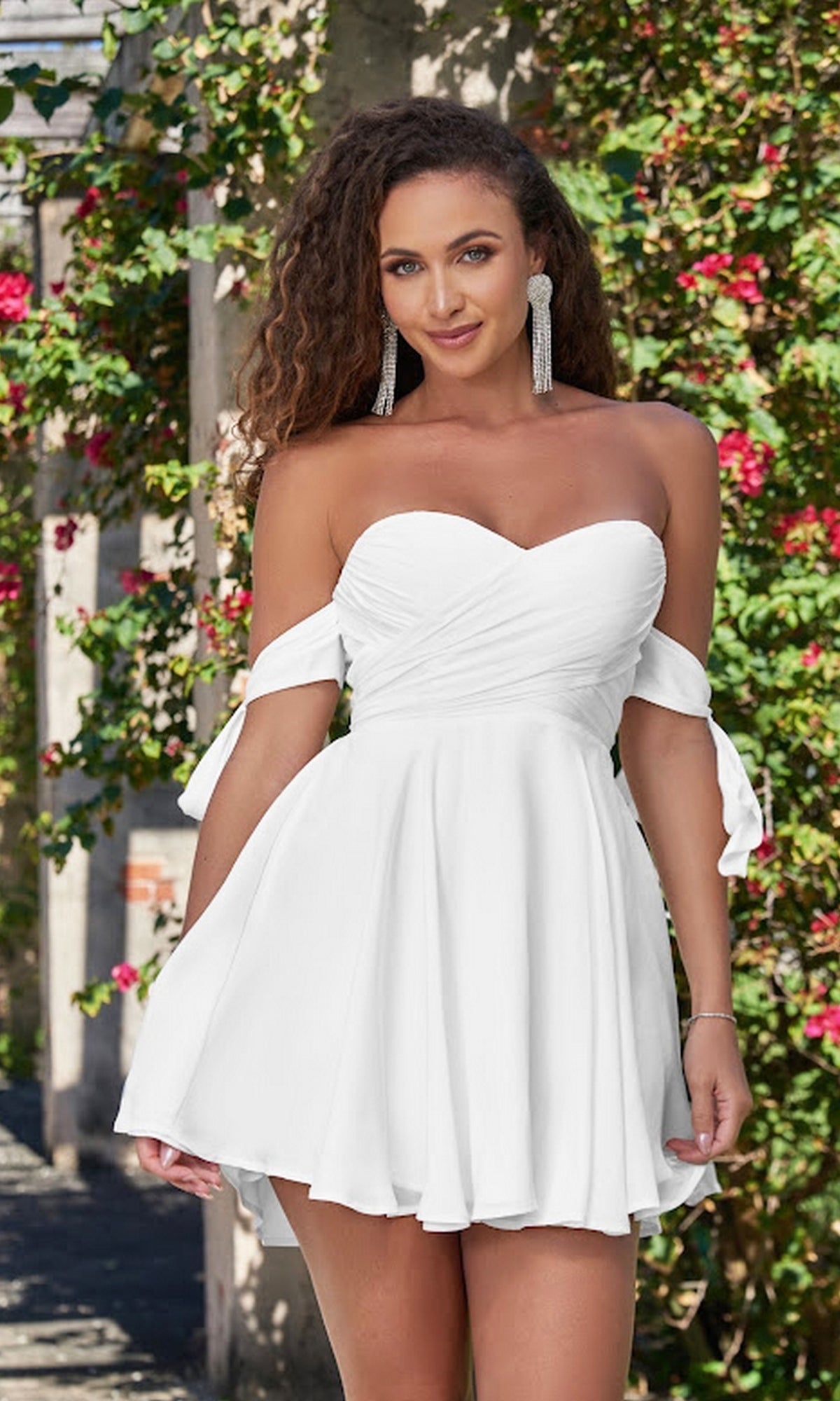 Velvi Off the Shoulder Mini Party Dress Sophie White XSmall