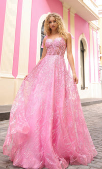 Sequin Long Prom Ball Gown with Shoulder Bows T1336