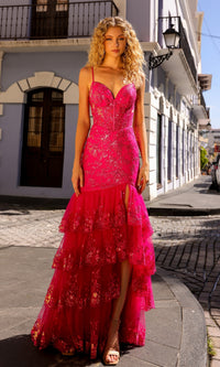 Sequin Long Ruffled Mermaid Prom Dress T1337