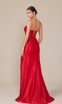 Strapless Lace-Up Long Prom Gown: Nox Anabel T1489