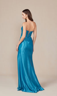 Strapless Lace-Up Long Prom Gown: Nox Anabel T1489