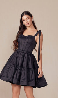 Shoulder-Tie Short Lace-Up A-Line Hoco Dress T869