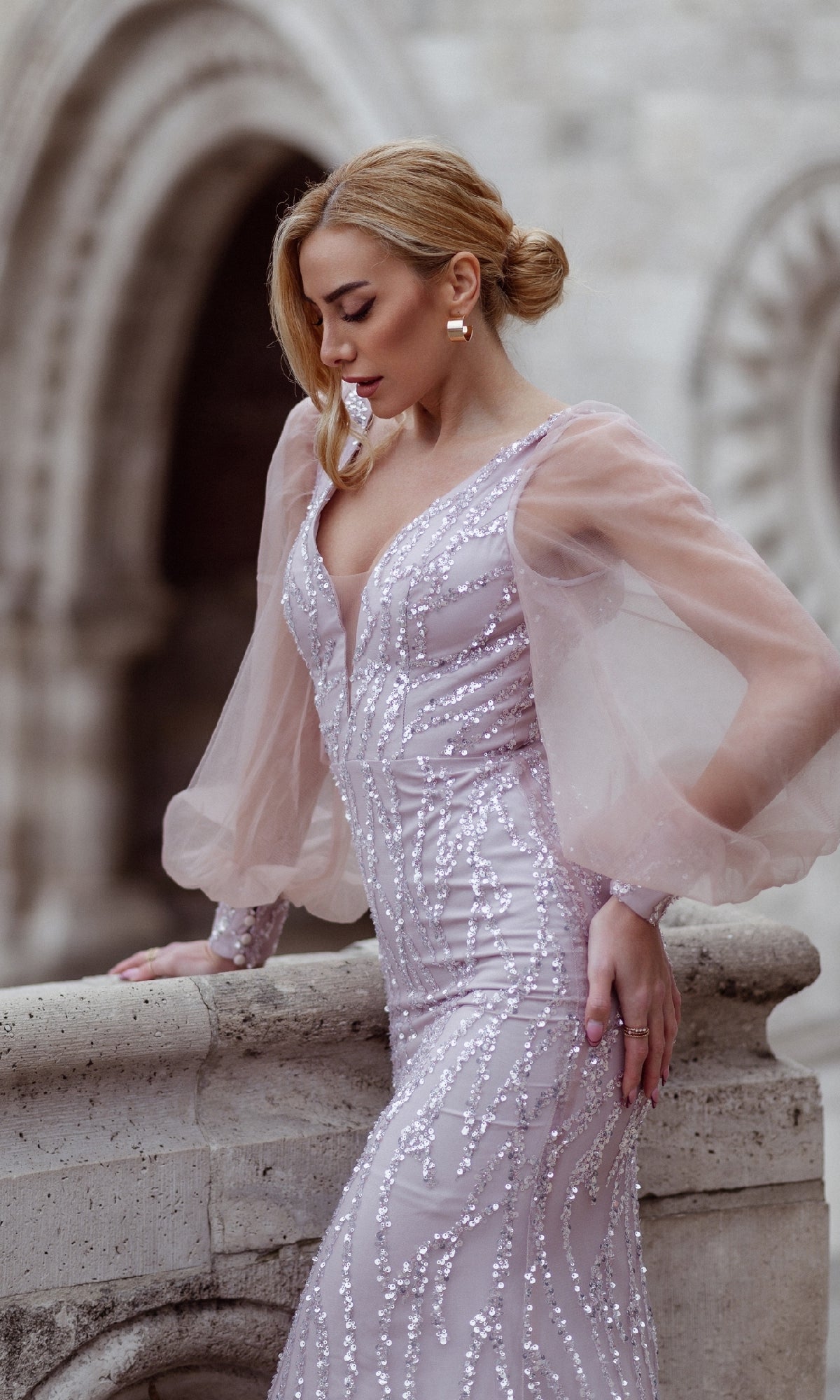 Long Sleeve Long Prom Dress: Tina Holly TK209