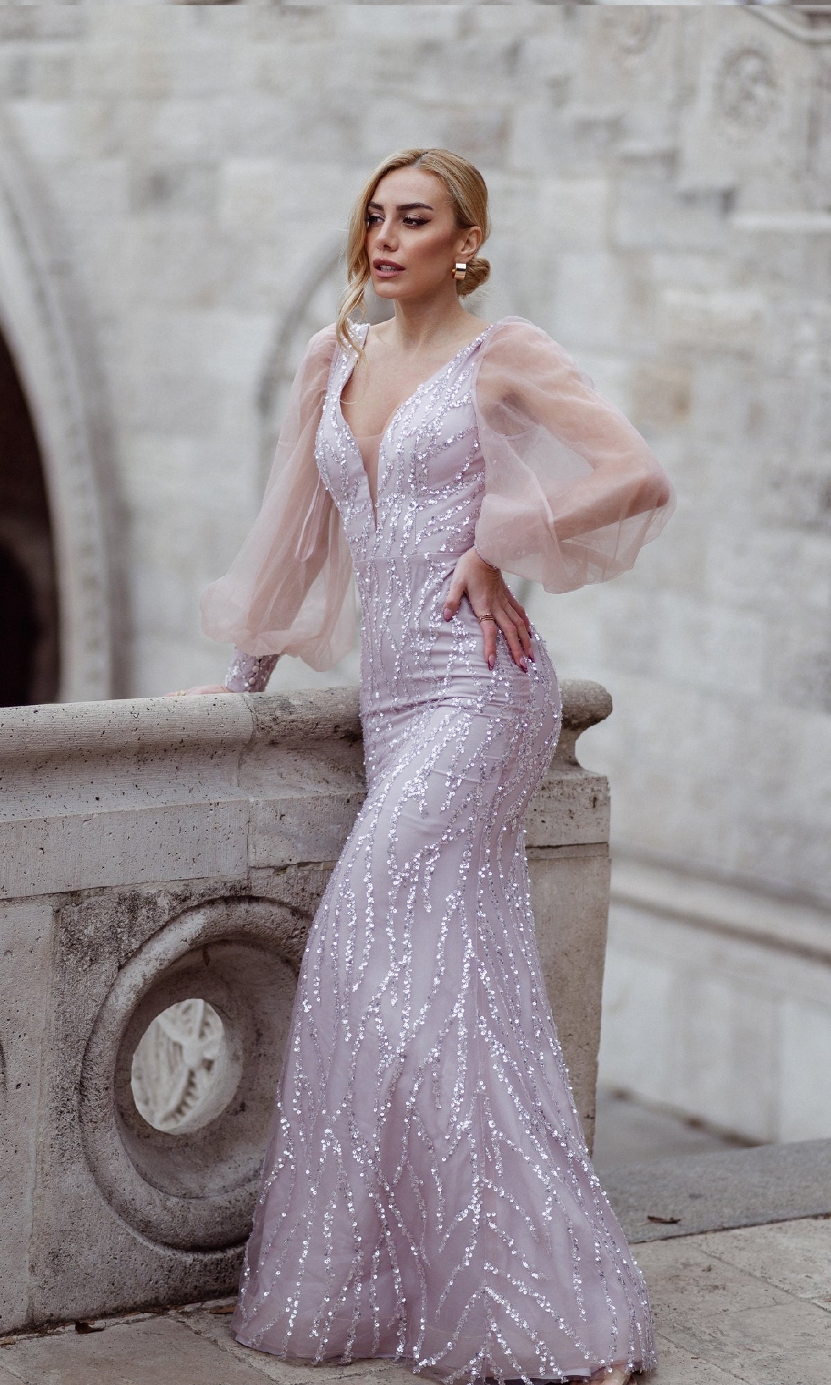 Long Sleeve Long Prom Dress: Tina Holly TK209