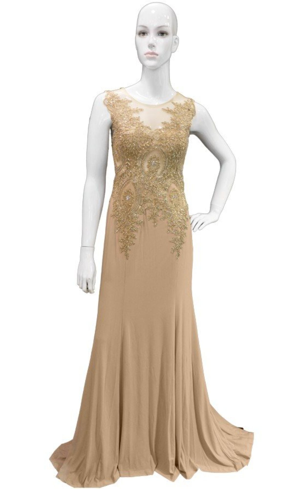 Gold-Embroidered Long Prom Dress: Chicas C4233