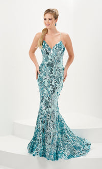 Tiffany Backless Mermaid Sequin Prom Dress 16077