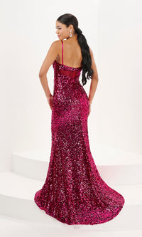 Tiffany V-Neck Fitted Long Sequin Prom Dress 16081