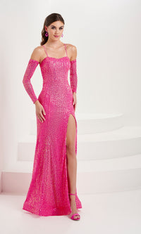 Tiffany Removable-Sleeve Sequin Prom Dress 16090