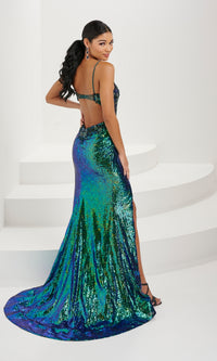 Tiffany Open-Back Corset Sequin Prom Dress 16100