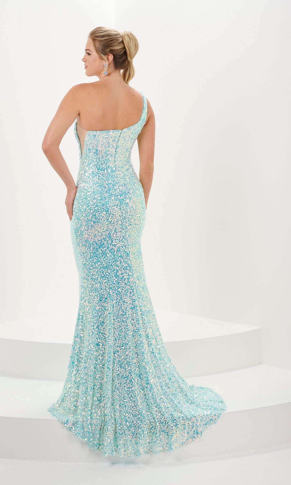 Tiffany One-Shoulder Long Sequin Prom Dress 16114