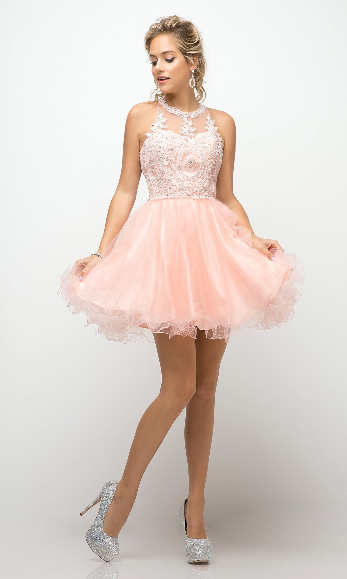 High-Neck Short Babydoll Homecoming Dress UJ0119