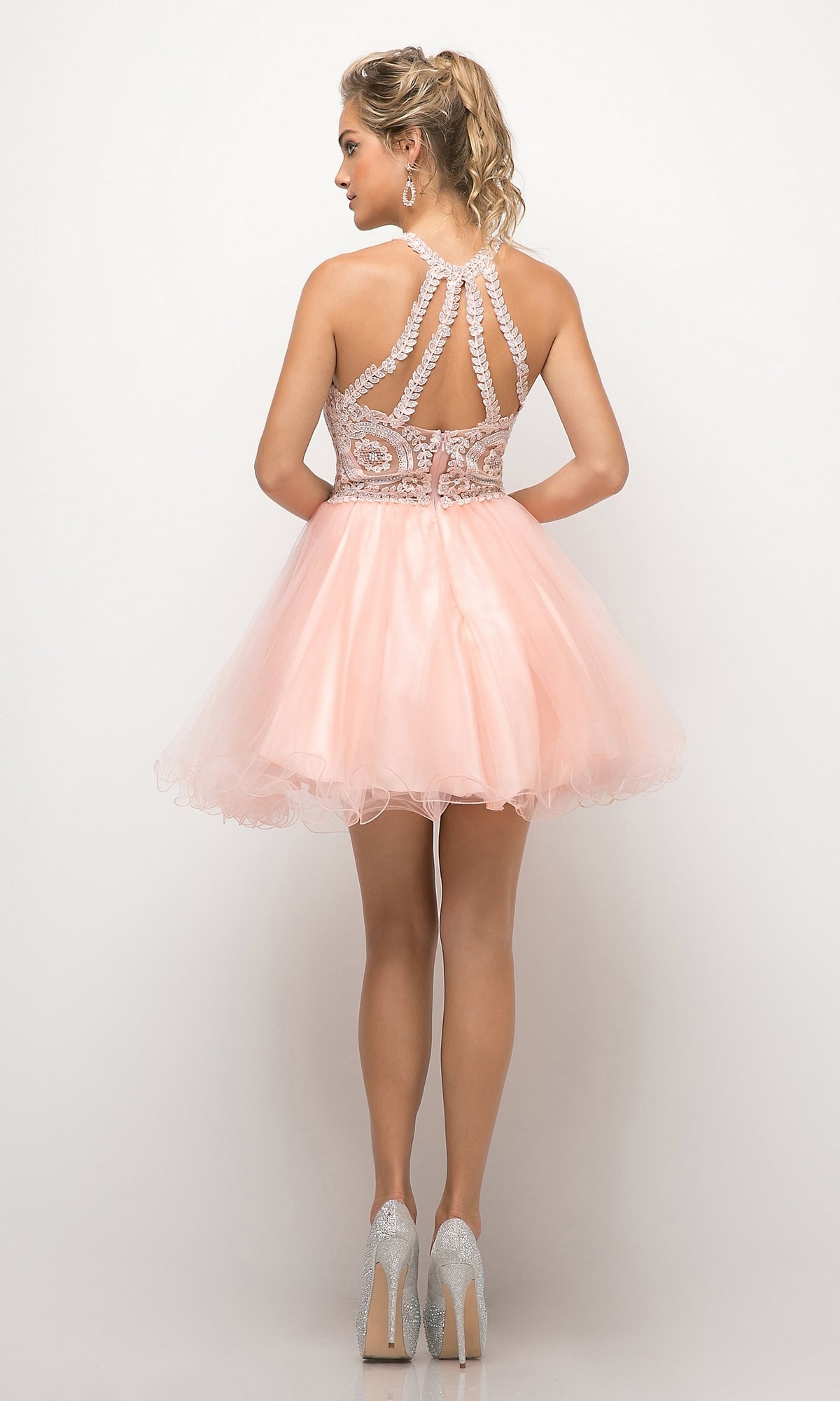 High-Neck Short Babydoll Homecoming Dress UJ0119