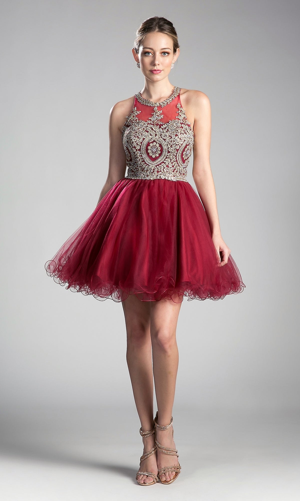 High-Neck Short Babydoll Homecoming Dress UJ0119