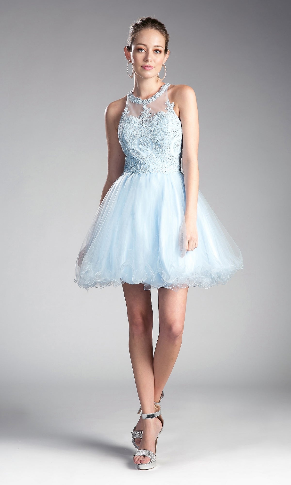 High-Neck Short Babydoll Homecoming Dress UJ0119