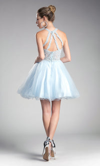 High-Neck Short Babydoll Homecoming Dress UJ0119