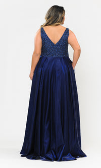 Beaded-Bodice Plus-Size Long Prom Dress W1066