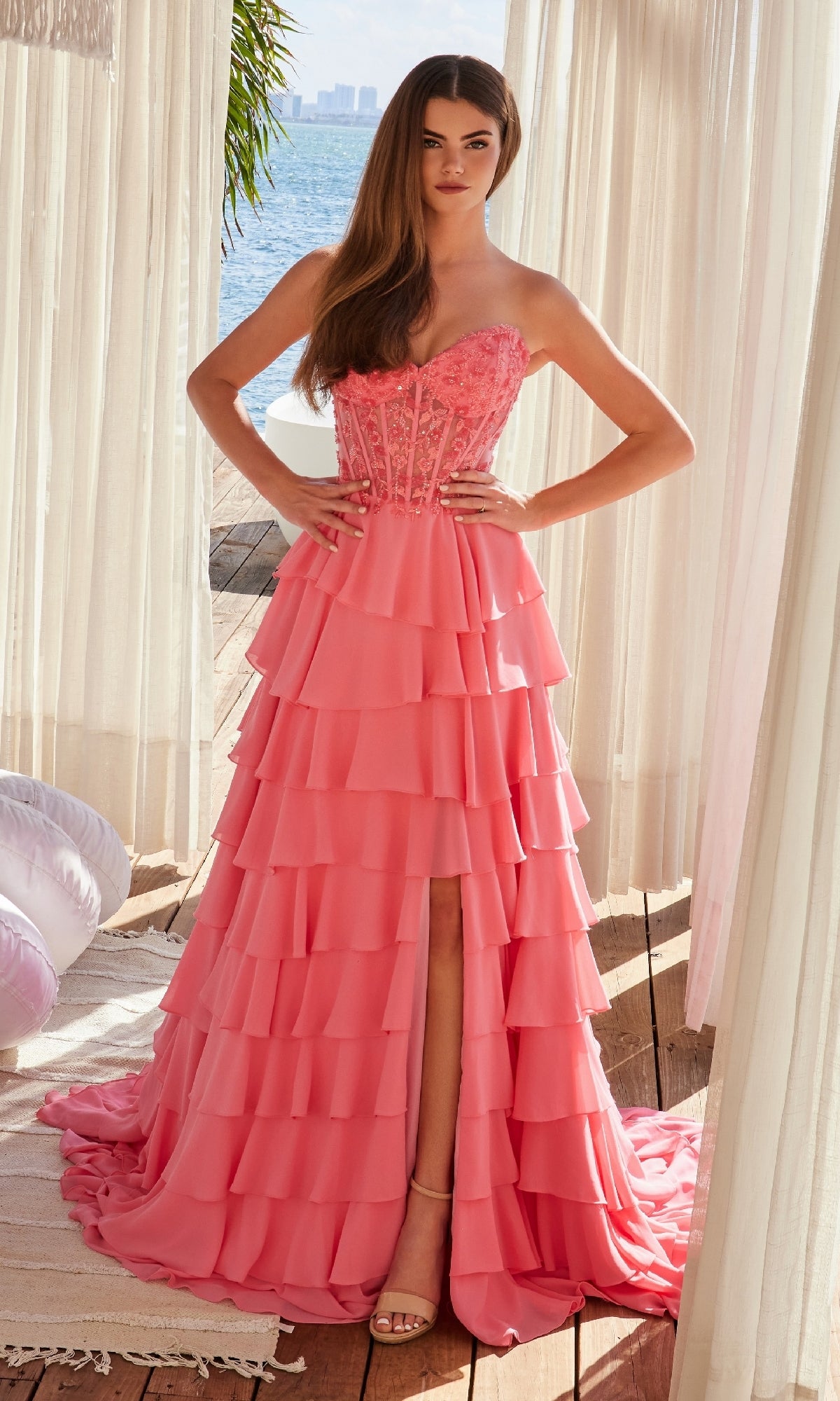 Long Tiered A-line Prom Dress: Nox Anabel Y1551