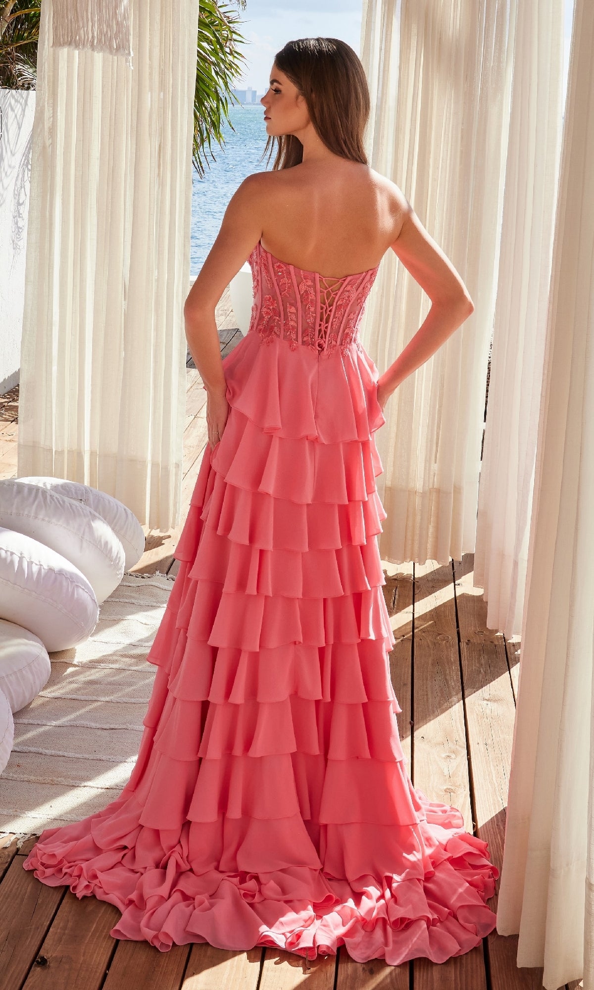 Long Tiered A-line Prom Dress: Nox Anabel Y1551